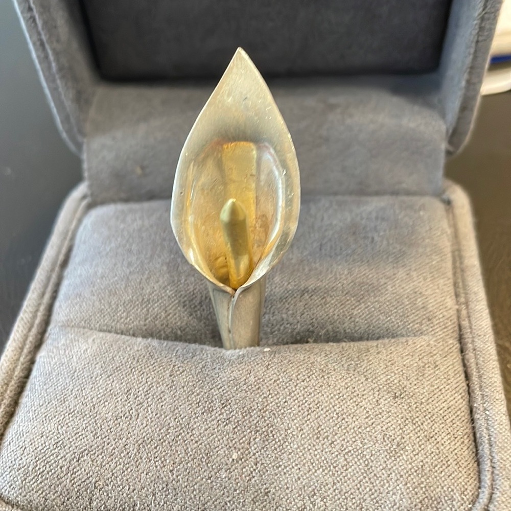 Silver Lily Pin with Brass Pistil.